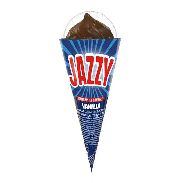 Мороженое в рожке с клубничным наполнителем в глазури Jazzy 12% 120г