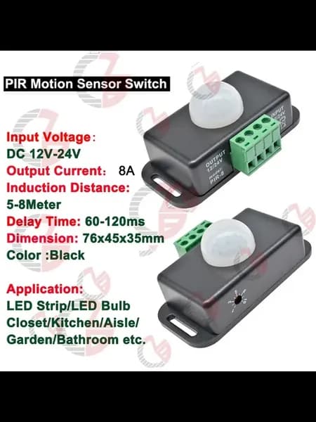 PIR датчик движения 12-24V, 8A, 5-8м