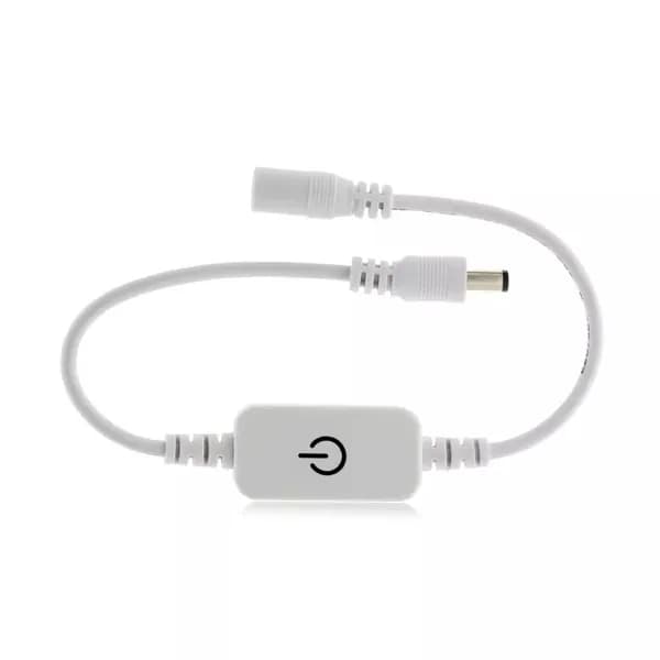 Сенсорный выключатель диммер для монохромной светодиодной LED/ COB ленты, 5.5 х 2.1 мм, белый, 1 шт
