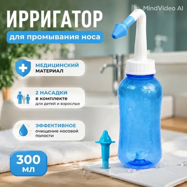 ирригатор для полости рта/Устройство ирригатор с 2 насадками для промывания полости носа для малышей,детей и взрослых,300ml