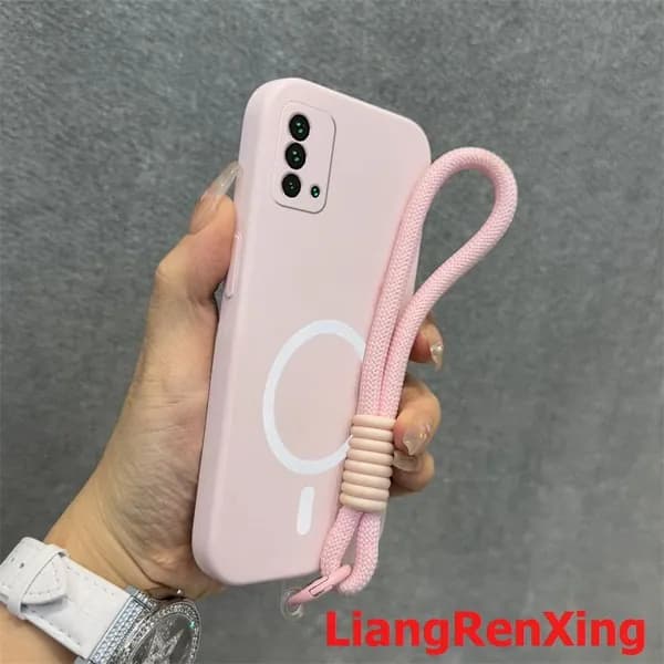 Чехол PBZZ для телефона Redmi 9T, мягкий чехол из жидкого силикона, ударопрочный, новый эстетичный дизайн с шнурком YTDTGBS01