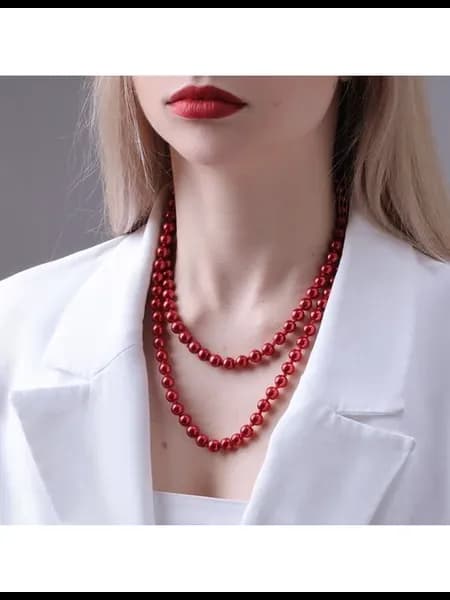 Бусы «Классика» шар №8 цвет красный L=140 см