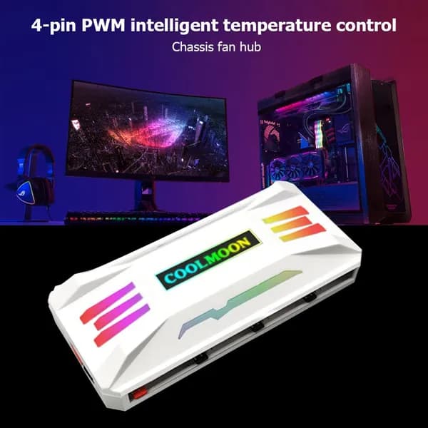 COOLMOON 8-портовый P-ARGB-контроллер: 4Pin PWM + 10 3Pin ARGB для синхронной подсветки