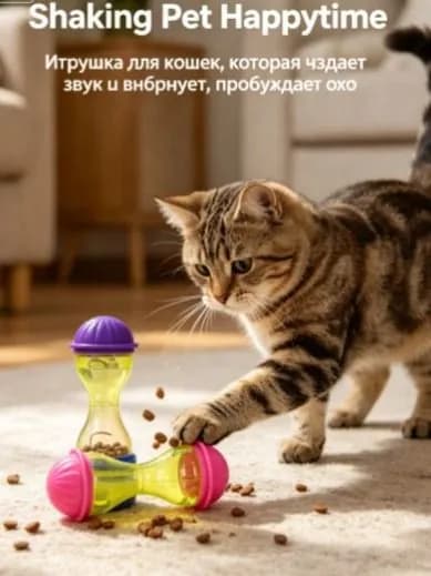 Интерактивная игрушка для кошек Shaking Pet Happytime, пищащая, вибрирующая, пробуждает инстинкт охоты