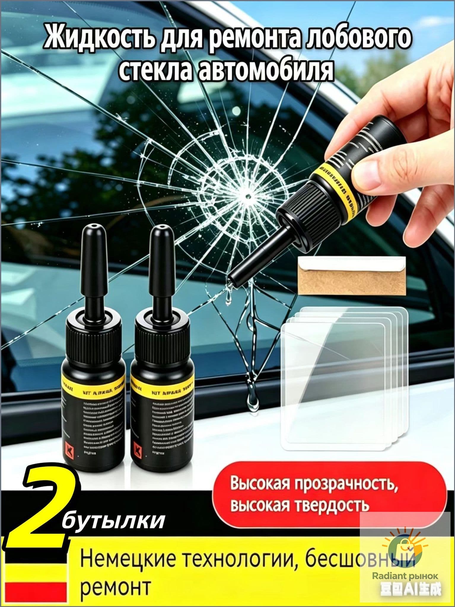 Автомобильный герметизирующий комплект для восстановления лобового стекла, премиумсостав для надежной фиксации и ремонта Глобал Трейд