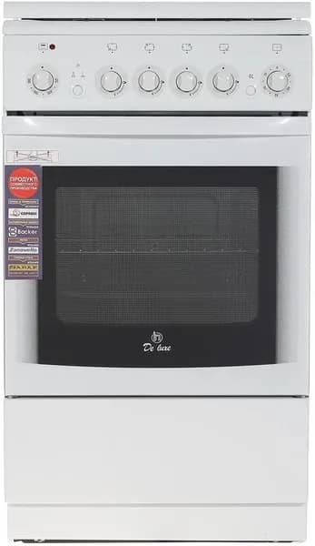 DE LUXE Газовая плита 506040.00ГЭ (920201) с электрической духовкой, белый