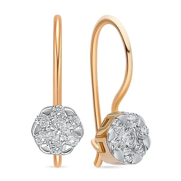 Серьги детские с фианитами из красного золота 585 пробы 585GOLD