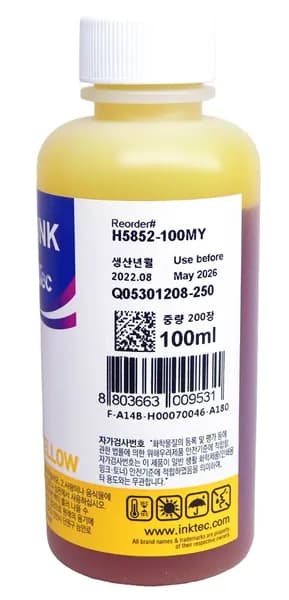 Чернила для HP M0H56AA(GT52), в упаковке 100мл, InkTec, H5852-100MY, жёлтые