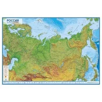 Карта "Россия" физическая Globen, 1:8,5млн., 1010*700мм, интерактивная, с ламинацией
