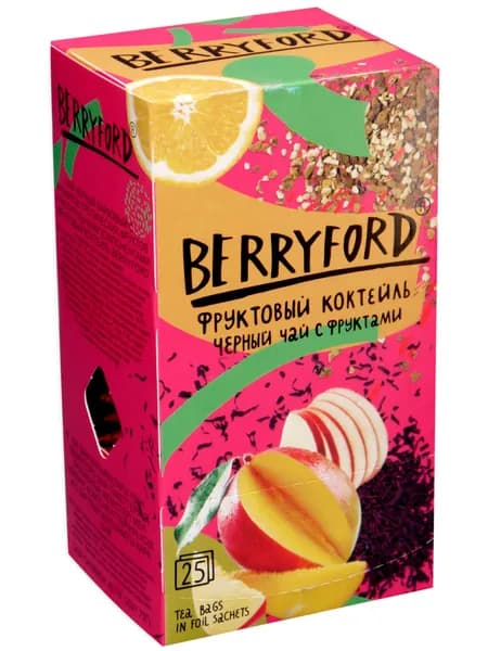 Чай BERRYFORD черный пакетированный ФРУКТОВЫЙ КОКТЕЙЛЬ 25 пакетиков
