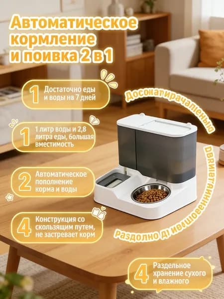 автоматическая кормушка для кошек с поилкой