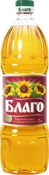 Масло подсолнечное БЛАГО Душистое нераф в/с (Россия) 1л