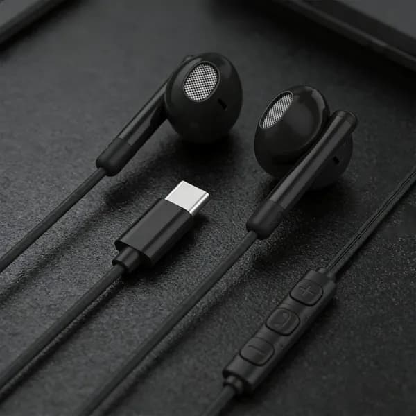 Наушники проводные с микрофоном USB-C наушники полувставные, Радиоканал, USB Type-C, черный