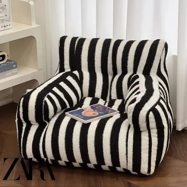 ZARA HOME Кушетка, механизм Нераскладной, На пол, 45х50х50 см,белый, черный