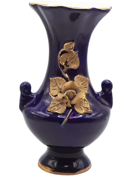 Винтажная ваза "Розы". Кобальт. Кисловодск. Россия, 2000-2010 (Размер: 90х90х145) Потертости