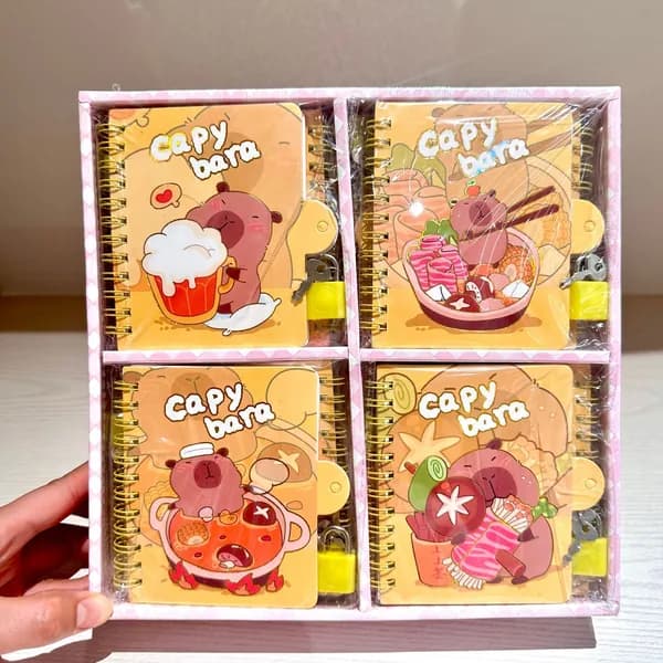 Дневник школьный 1 - 2 класс, Capy Bara, твердая обложка, 90*113 mm, С замком, чтобы защитить конфиденциальность