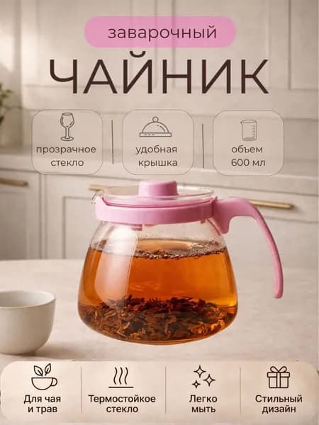 Чайник 0.6 л стекло прозрачный