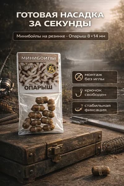 Минибойлы на резинке Опарыш, 8х14 мм, 10 шт - бойлы для карпа, карася, фидера и поплавка