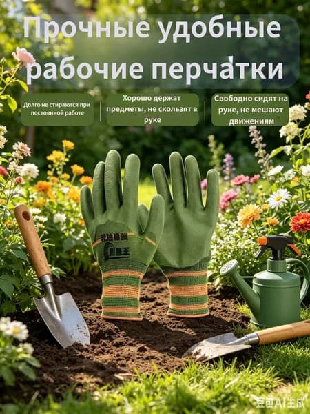 Садовые перчатки, износостойкие рабочие, 2 пара.
