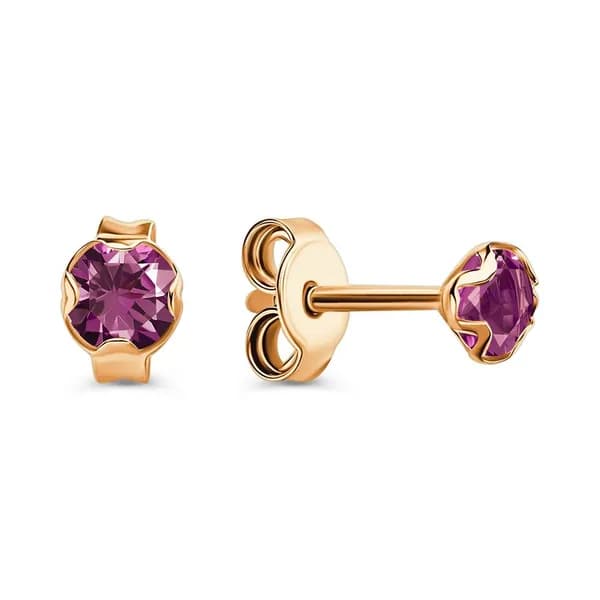 Серьги женские с аметистами из красного золота 585 пробы 585GOLD
