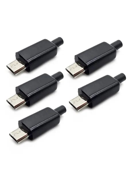 Штекер micro USB разборный, черный, комплект - 5шт