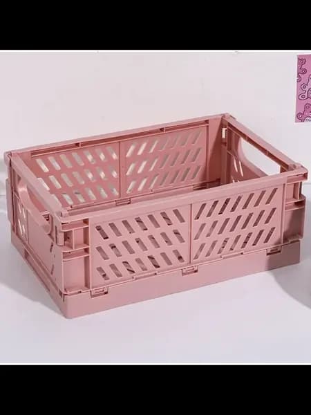 Розовая складная корзина для хранения 24.8 x 16.5 x 9.7 см