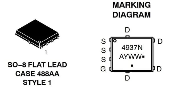 Микросхема NTMFS4937NT1G N-Channel MOSFET 30V 70A