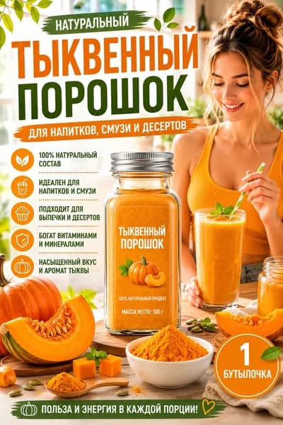 1 бутылка/Сублимированная тыква молотая для напитков, выпечки, десертов, супов и детского питания, 100% овощ