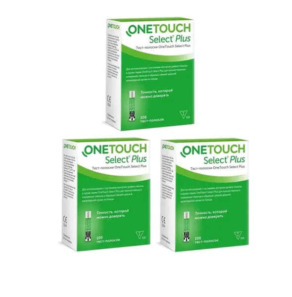 Тест полоски для глюкометра One Touch Select Plus, Тест полоски для глюкометра, 300 шт