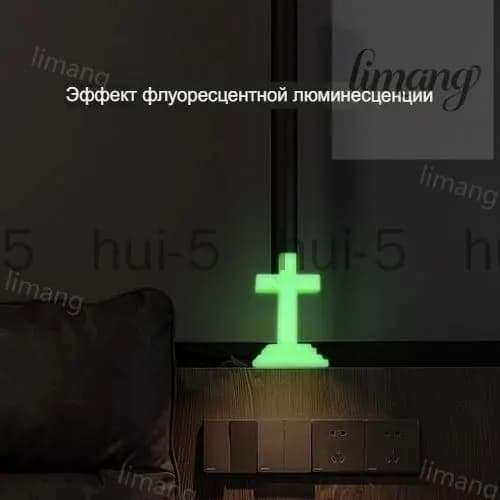 Светящийся в темноте пластиковый крест Иисуса Христа 14 см, зеленый