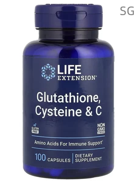 Глутатион, цистеин (для печени) Glutathione, Cysteine & C, 100 капсул