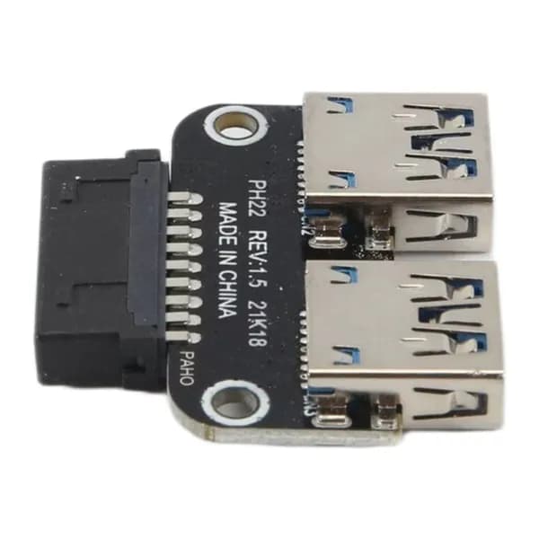 Адаптер 19/20P на 2 порта USB 3.0: переходник для материнской платы, разъем "Type-A", модель PH22