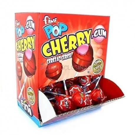 Леденец Финипоп Вишня FINI POP Cherry с жевательной резинкой 5.5 гр.