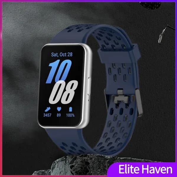 Силиконовый ремешок для Samsung Galaxy Fit3 (SM-R390) с двойной металлической пряжкой и перфорацией
