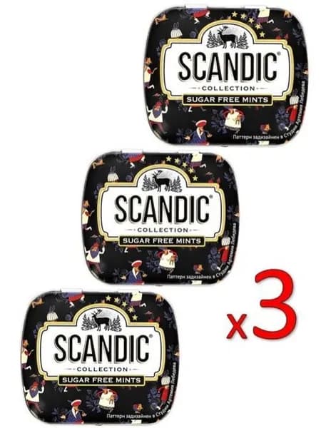 Конфеты Scandic без сахара со вкусом Клубничный микс,14г,3шт (216)