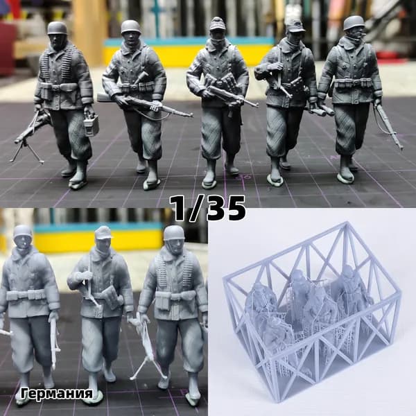 3Dпечать, фигурки солдат из смолы, немецкие модельнаборы, масштаб 1/35, неокрашенные, требуют самостоятельной сборки