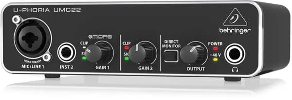 Звуковой интерфейс внешний Behringer UMC22, USB 2.0 , 2 вх./2 вых. канала.