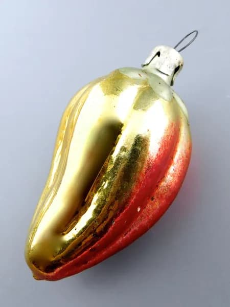Елочная игрушка. ПЕРЕЦ 7,5 см стекло СССР 1960-е гг