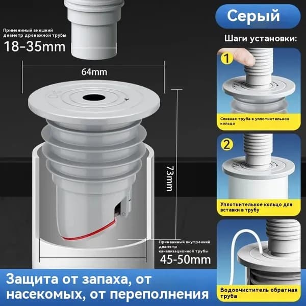 Уплотнитель для канализационного дезодоранта,45 50MM,Дезодорант, защищающий от насекомых, от перелива через край