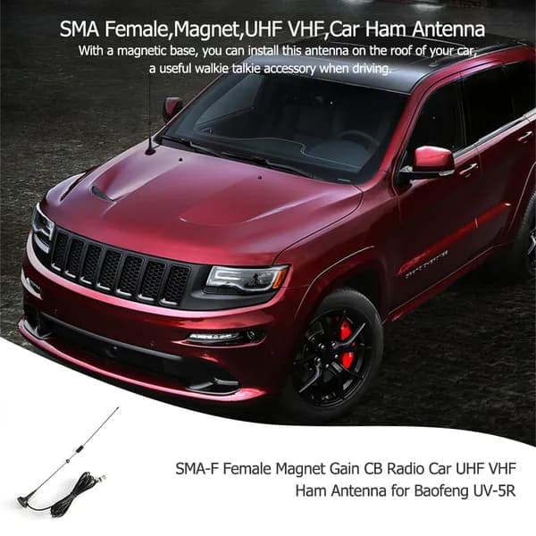 Магнитная автомобильная антенна для рации с разъёмом SMA-F, длина 0,5 м, диапазон VHF/UHF