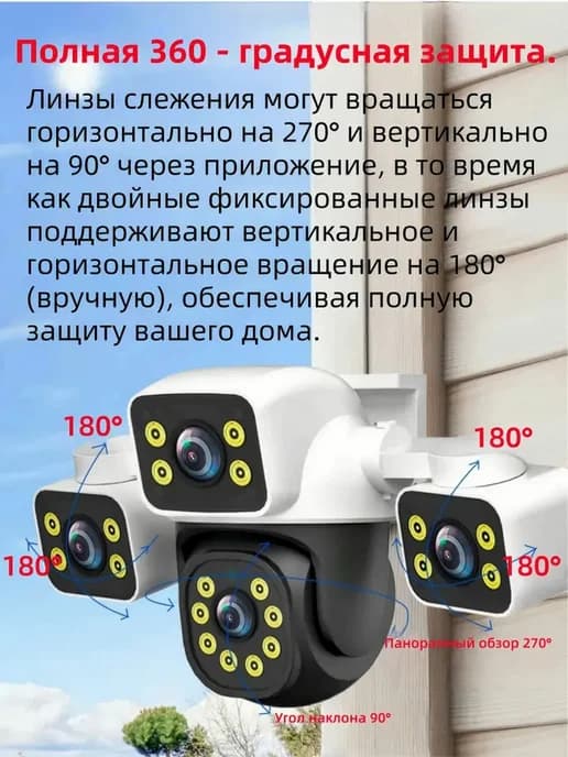 Камера видеонаблюдения уличная Wi-Fi тройная