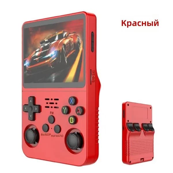 Портативная игровая консоль R36S с Android, 64 ГБ, непрозрачный красный корпус