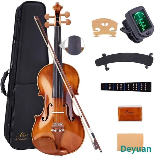Скрипка 3/4 из ели и клёна с тигровым рисунком и глянцевым покрытием