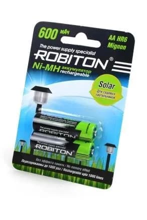 Аккумулятор Robiton Solar 600MHAA-2 R6 600mAh Ni-MH BL2, 13905