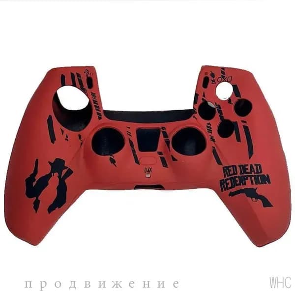 Силиконовый чехол для геймпада DualSense (PS5) (Red Dead Redemption) (красный)