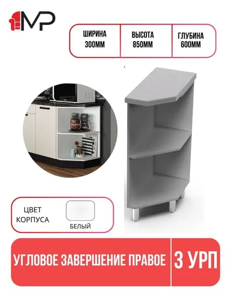 Кухонный модуль ЛДСП напольный угловое завершение ЗУРП/ЗУРЛ белый без столешницы