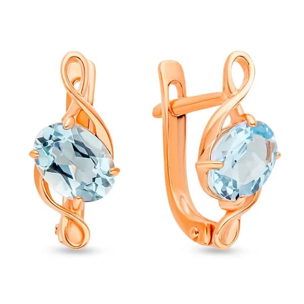 Серьги женские с топазами из красного золота 375 пробы 585GOLD