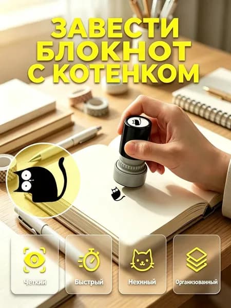 Черный кот печать Кошка с изогнутой шеей