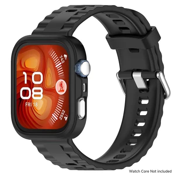 Силиконовый ремешок + защитный чехол, подходит для Huawei Watch Fit 4 Pro. Двухрядная застежка обеспечивает ,воздухопроницаемость и предотвращает накопление пота. Спортивный ремешок.