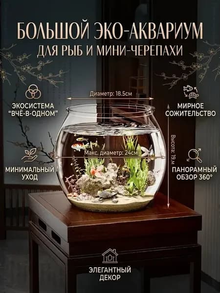 Круглый прозрачный аквариум 8 л